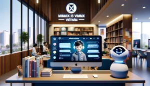 DALL·E 2024-06-02 12.18.44 - A modern school office with a sleek design featuring a friendly chatbot displayed on a large computer screen. The chatbot interface shows a conversati Xây dựng hệ thống Chatbot tư vấn tuyển sinh với công nghệ GPT-4
