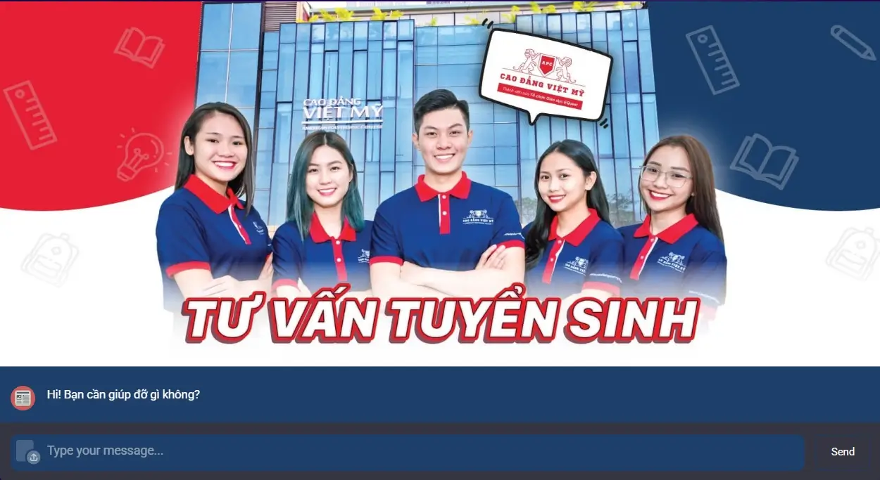 Giao diện Chatbot tư vấn tuyển sinh