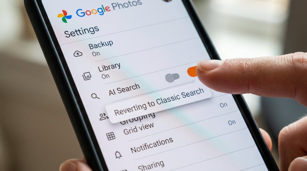 Google photos cho phép người dùng tắt tìm kiếm AI để quay lại bản truyền thống